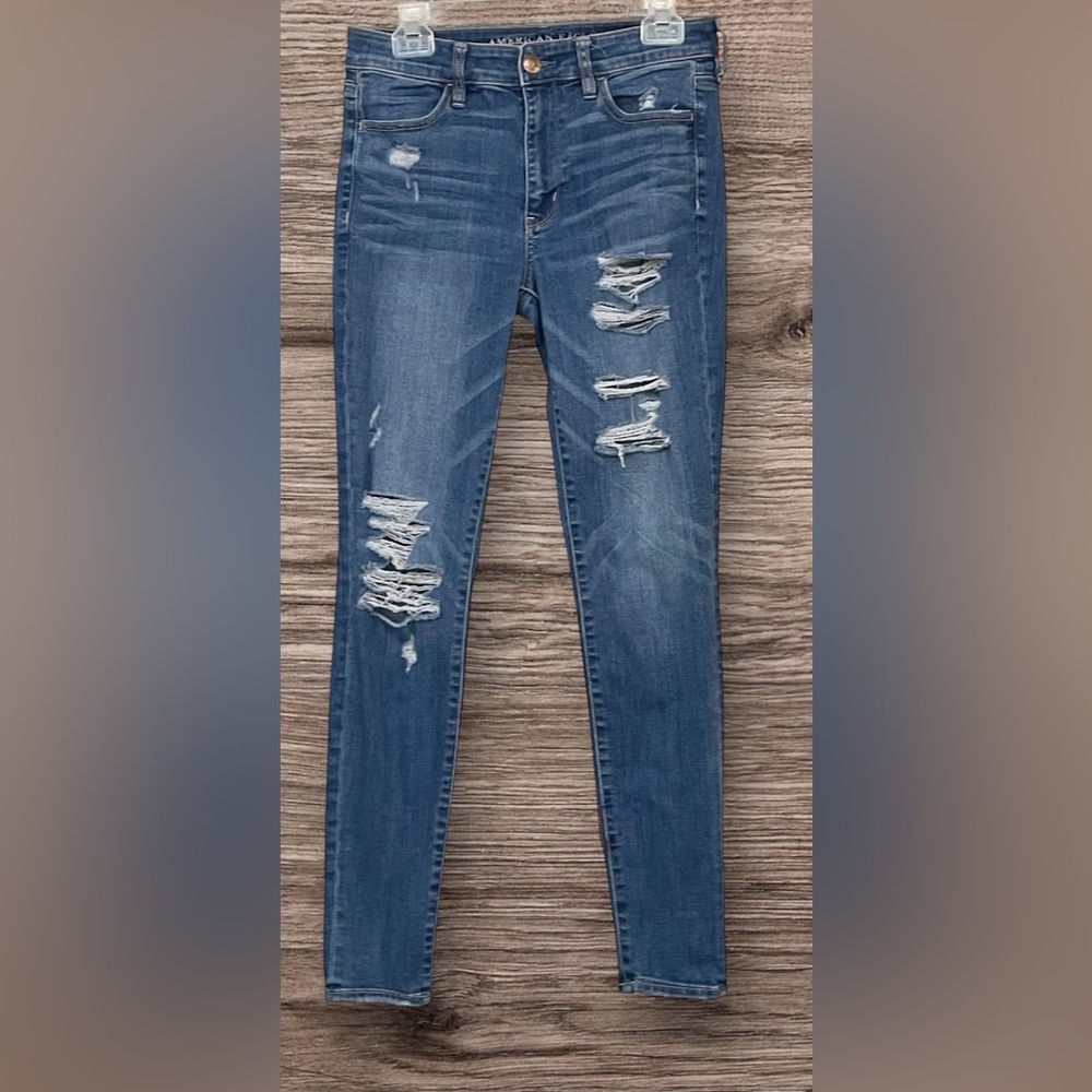 American Eagle Outfitters Ripped Blue Skinny Jeans